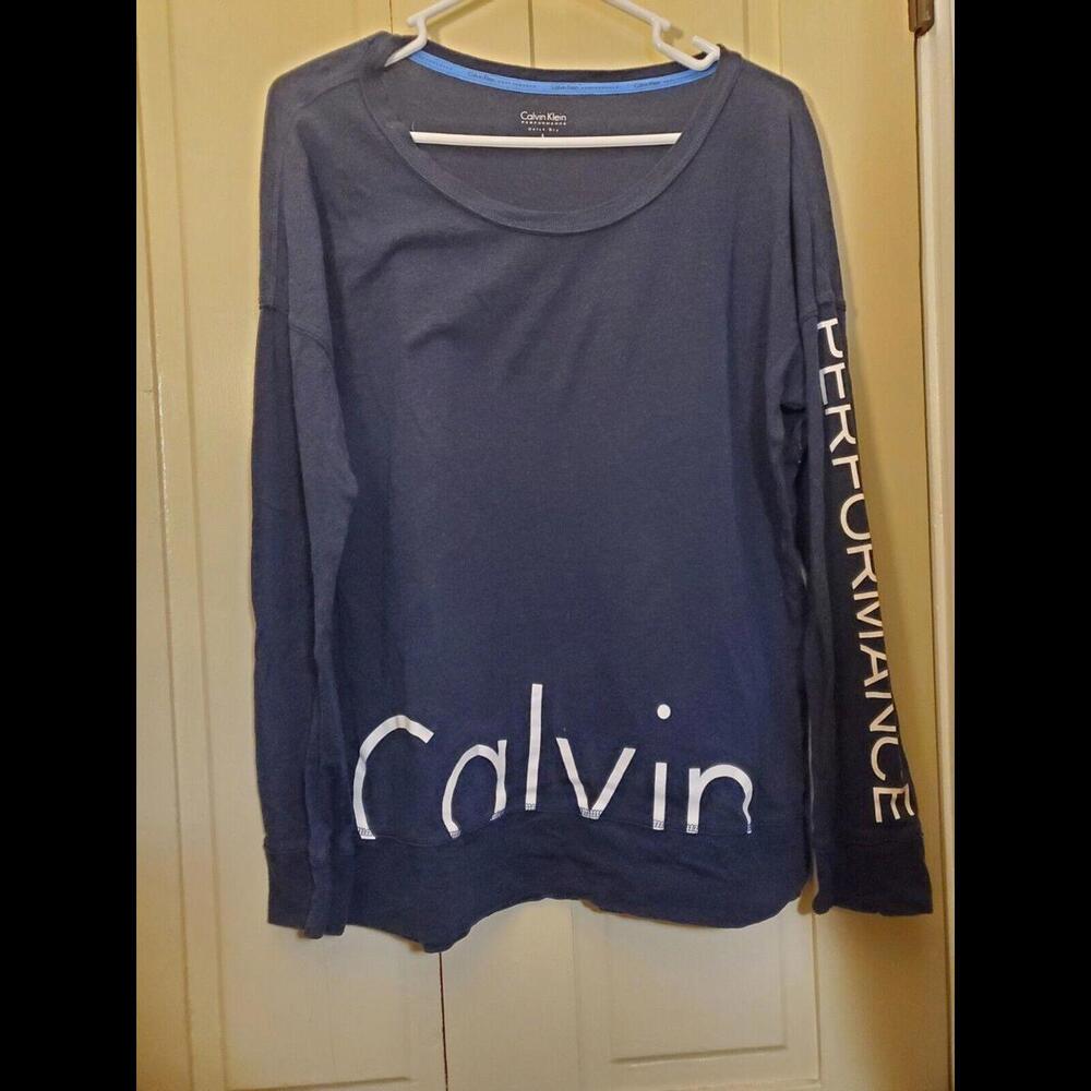 CALVIN KLEIN PERFORMANCE TOP L Blue Long Sleeved T-shirt